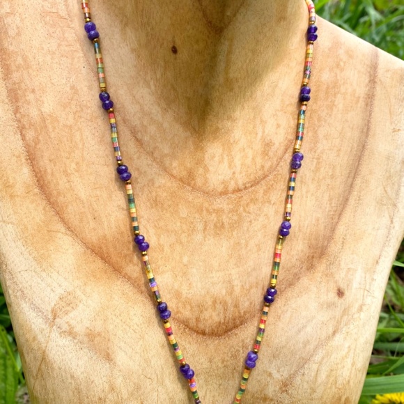 Purple Dreams Minimalist Gemstone Crystal Necklace - Picture 8 of 9